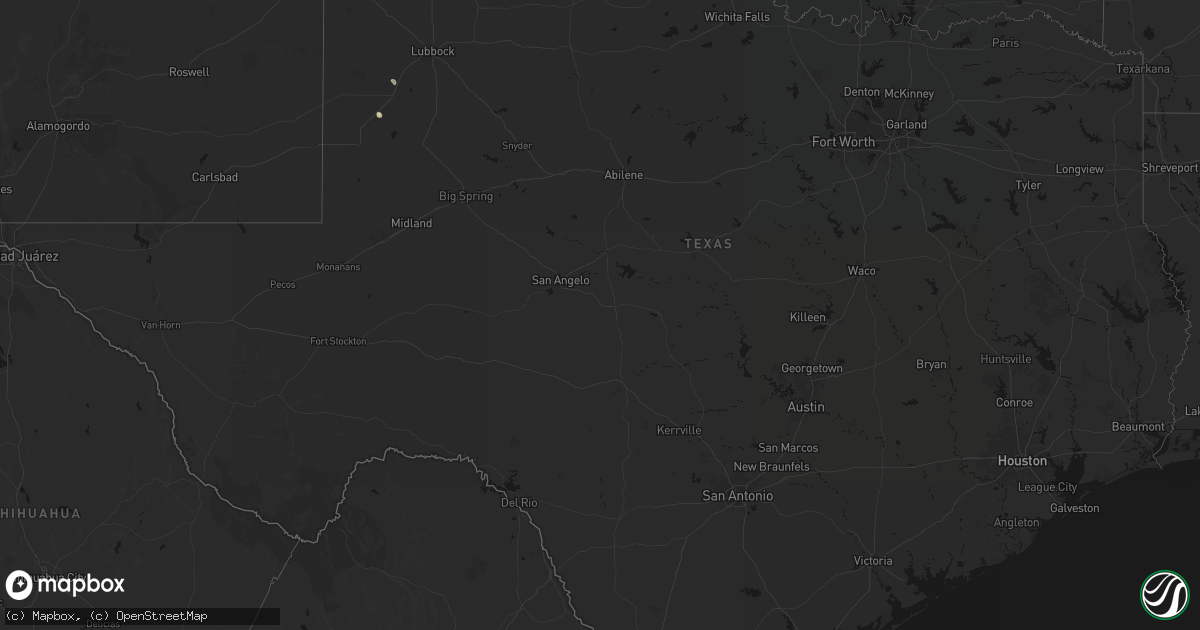 Hail map in Texas on September 15, 2026
