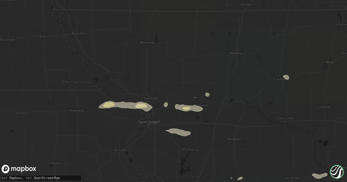 Hail map in Union Star, MO on September 15, 2026