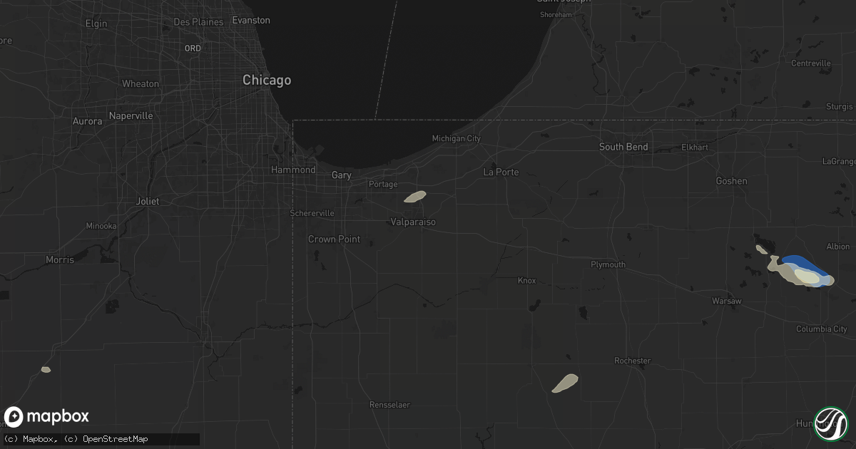 Hail map in Valparaiso, IN on September 15, 2026