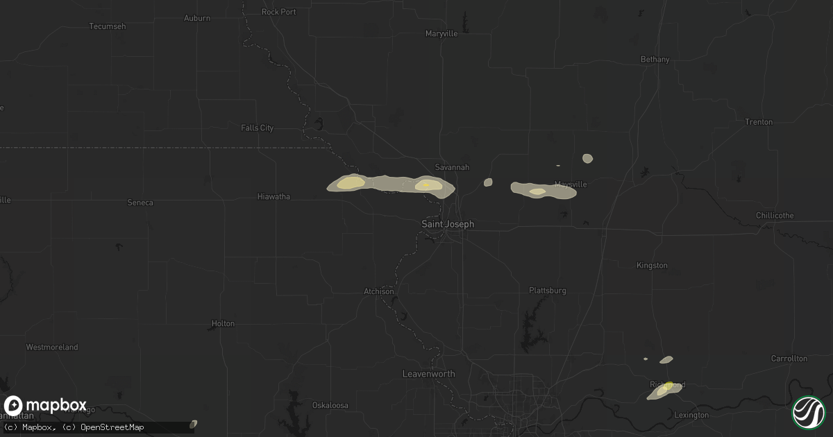 Hail map in Wathena, KS on September 15, 2026