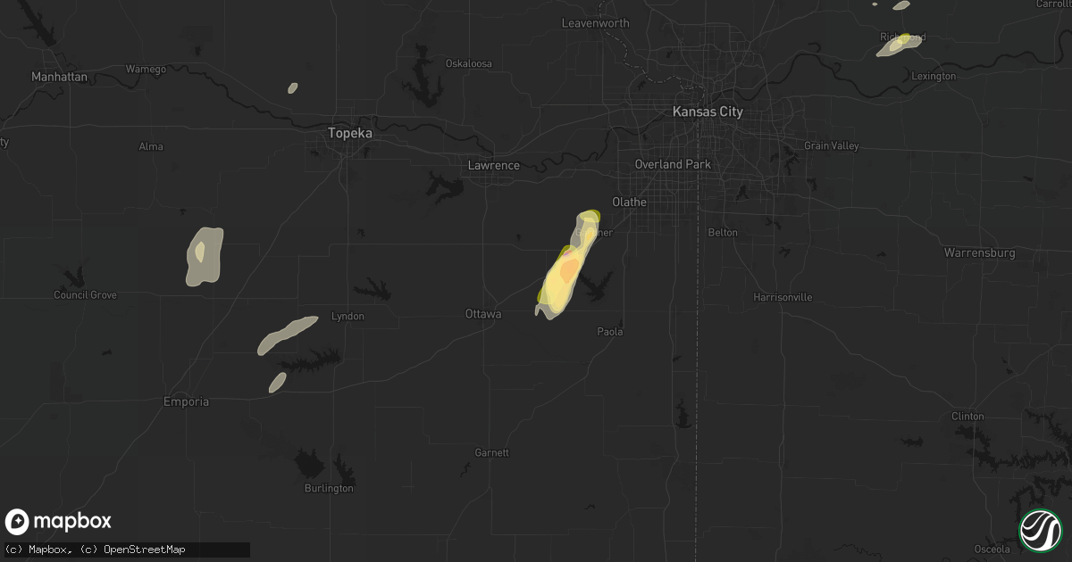 Hail map in Wellsville, KS on September 15, 2026