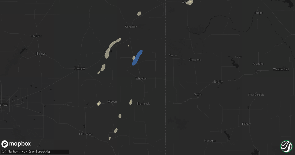 Hail map in Wheeler, TX on September 15, 2026