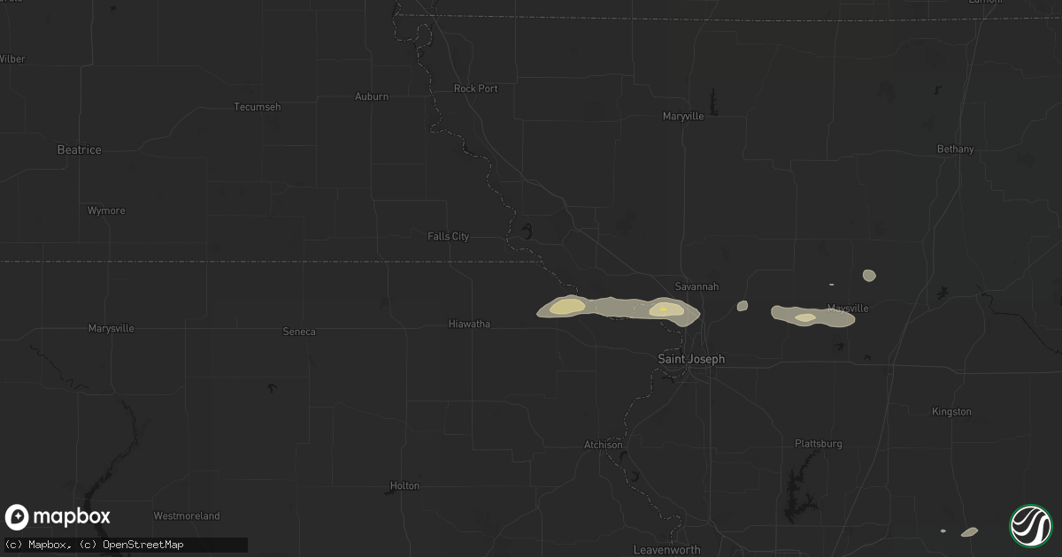 Hail map in White Cloud, KS on September 15, 2026