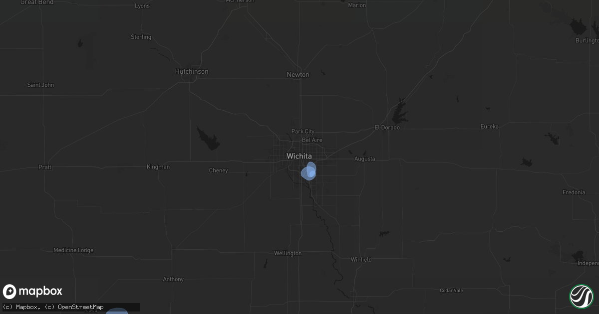 Hail map in Wichita, KS on September 15, 2026
