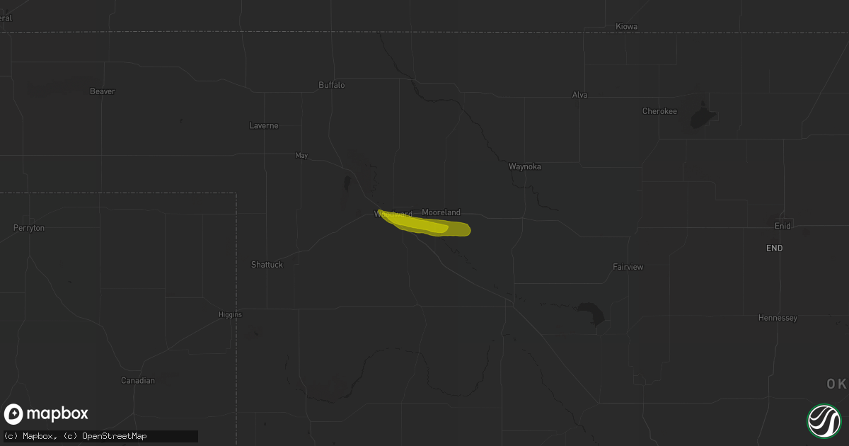 Hail map in Mooreland, OK on September 16, 2010