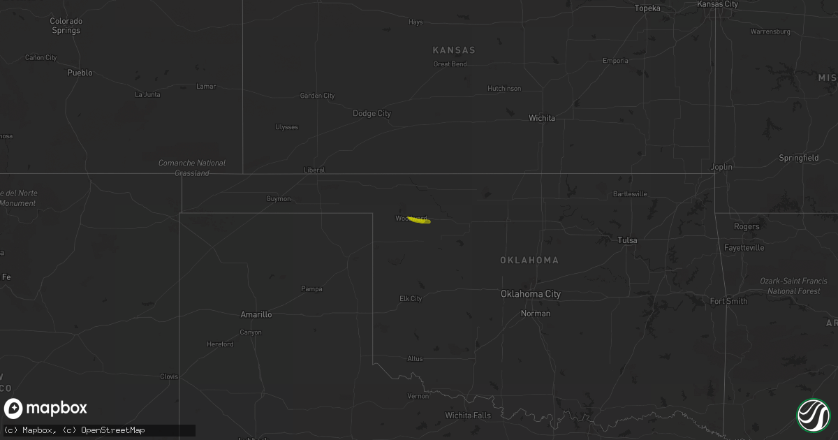 Hail map in Oklahoma on September 16, 2010