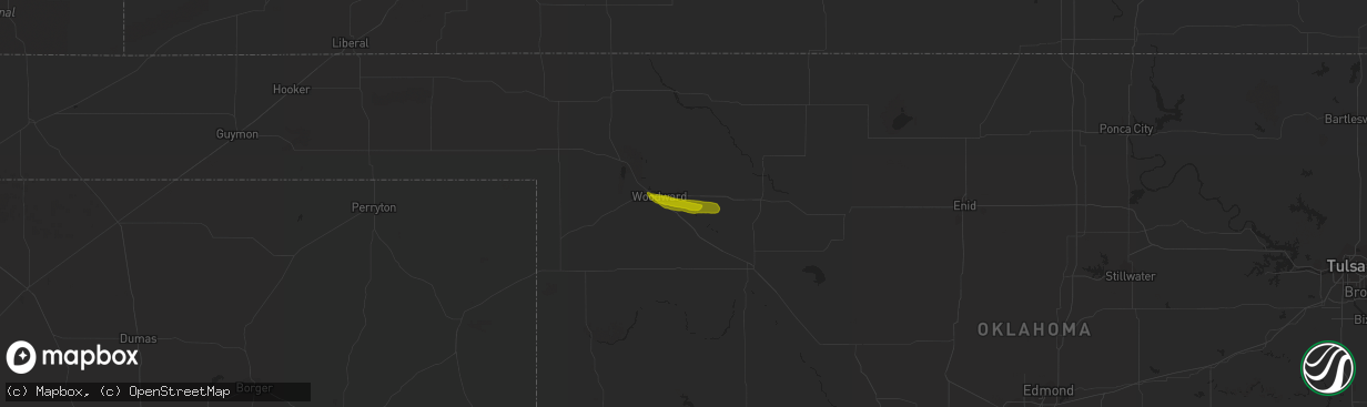Hail map in Woodward, OK on September 16, 2010