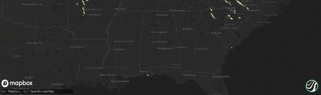 Hail map in Alabama on September 16, 2014