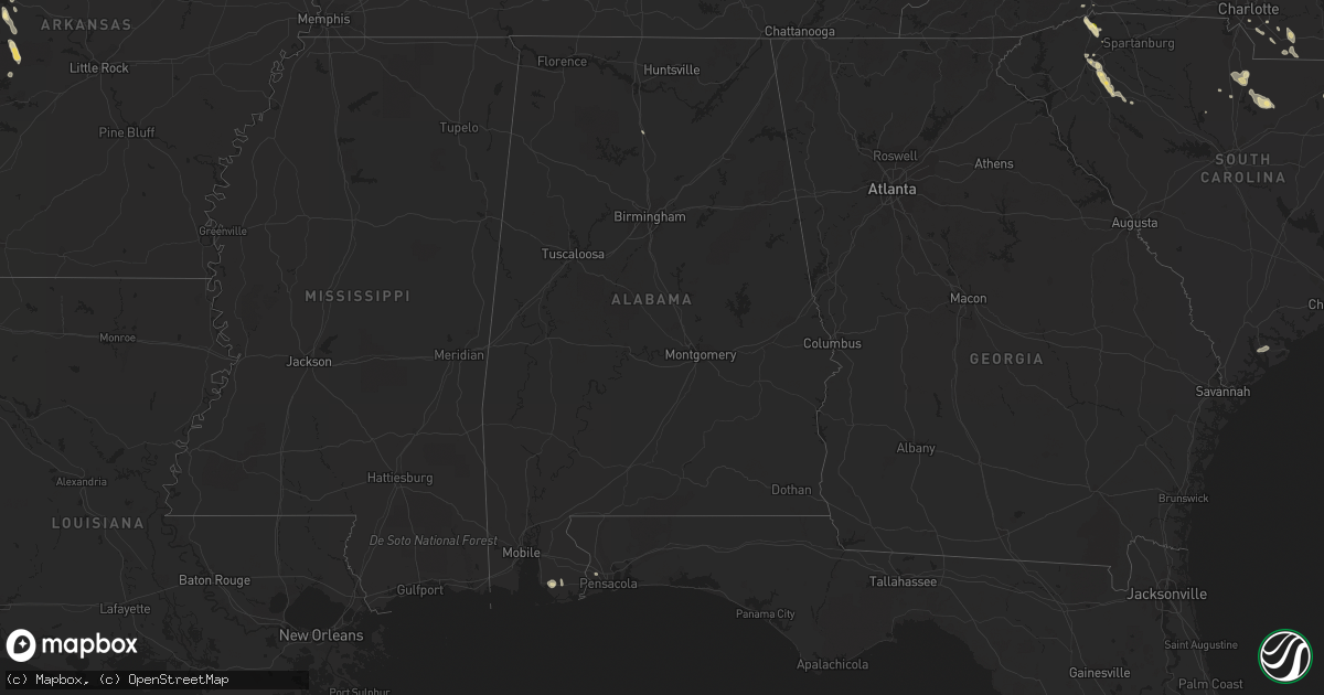 Hail map in Alabama on September 16, 2014