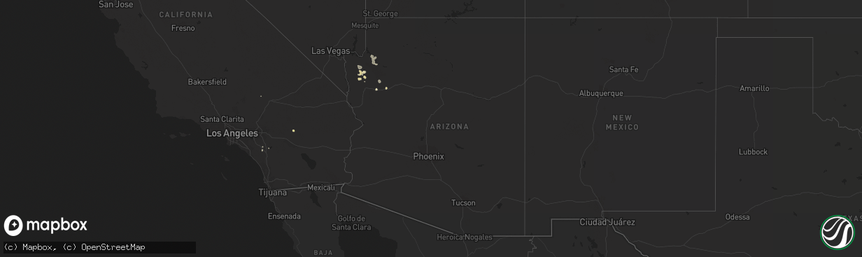 Hail map in Arizona on September 16, 2014