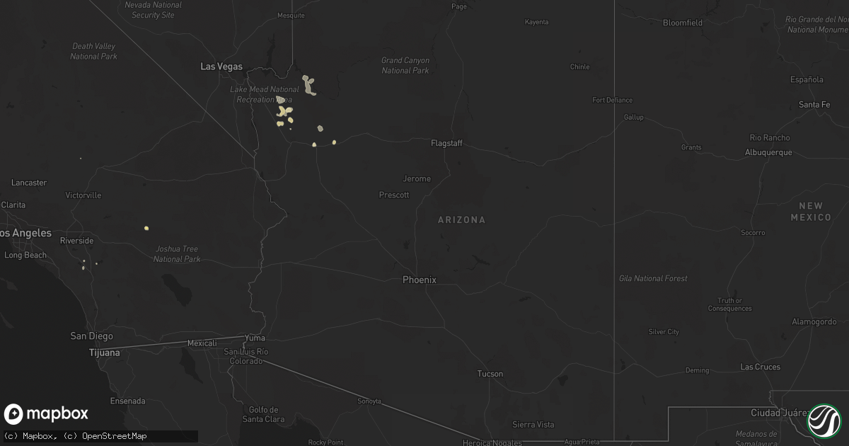 Hail map in Arizona on September 16, 2014