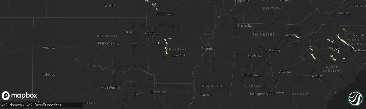 Hail map in Arkansas on September 16, 2014