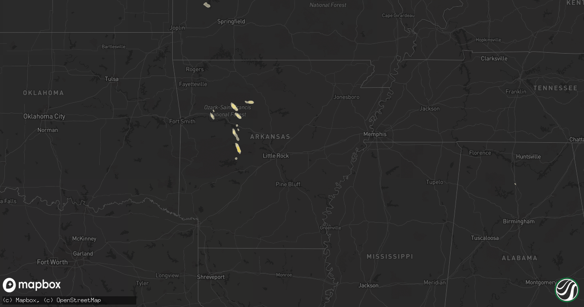 Hail map in Arkansas on September 16, 2014