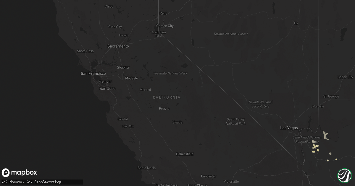 Hail map in California on September 16, 2014