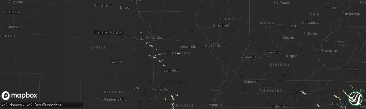 Hail map in Missouri on September 16, 2014