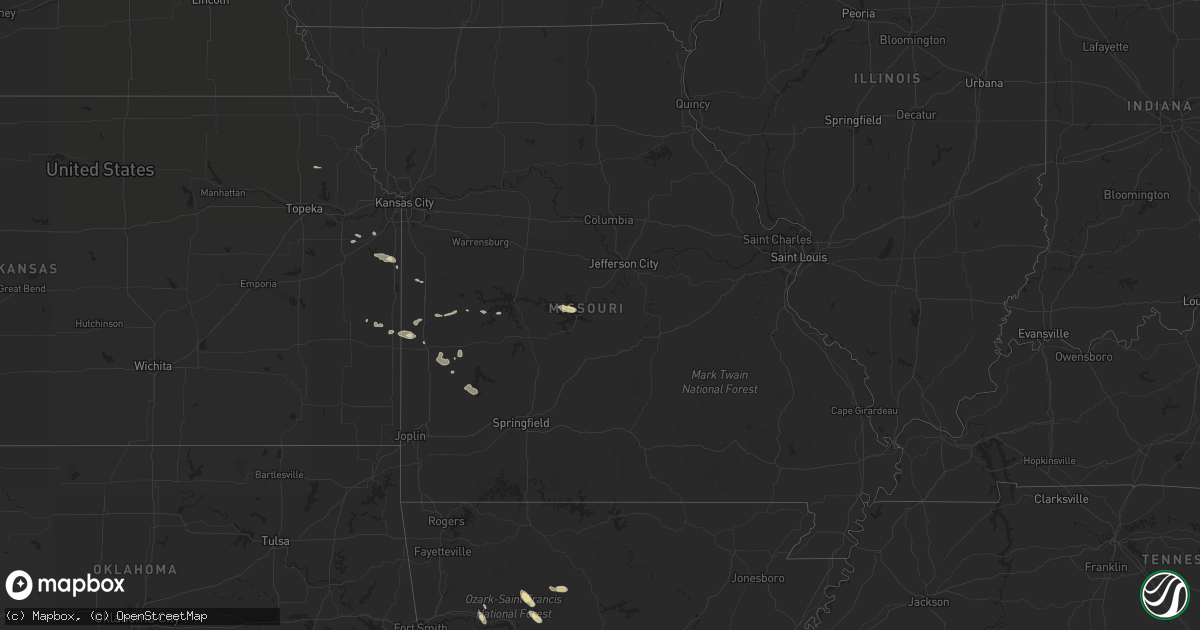 Hail map in Missouri on September 16, 2014