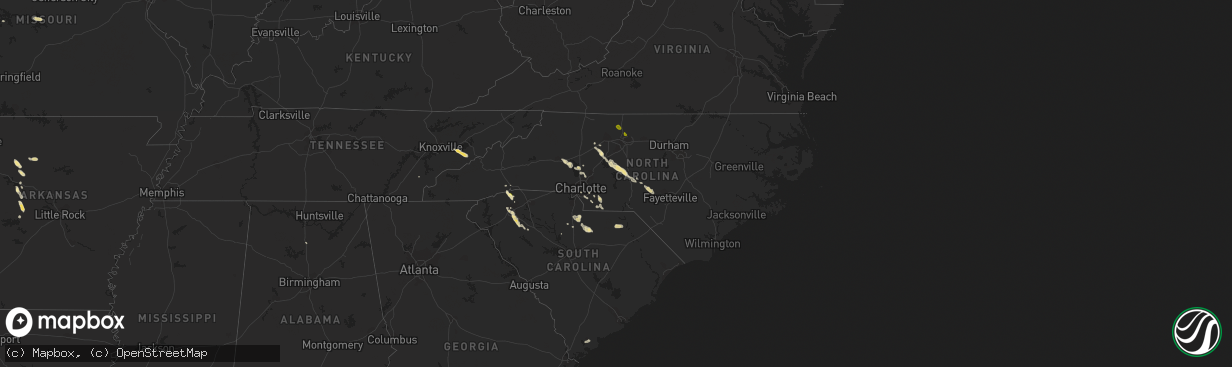 Hail map in North Carolina on September 16, 2014