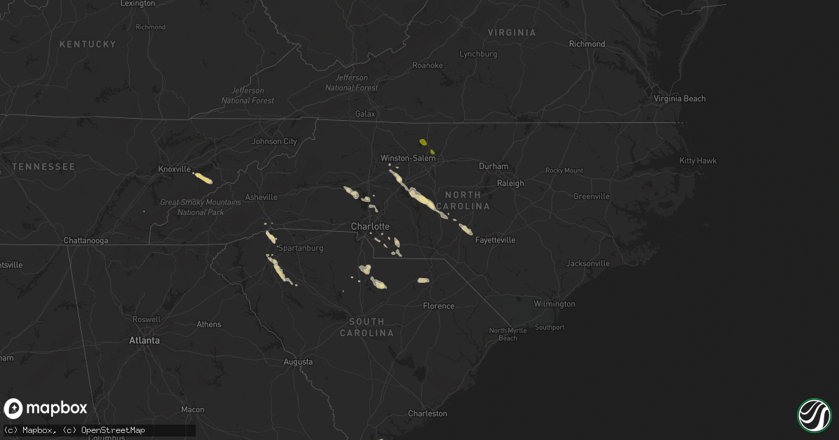 Hail map in North Carolina on September 16, 2014