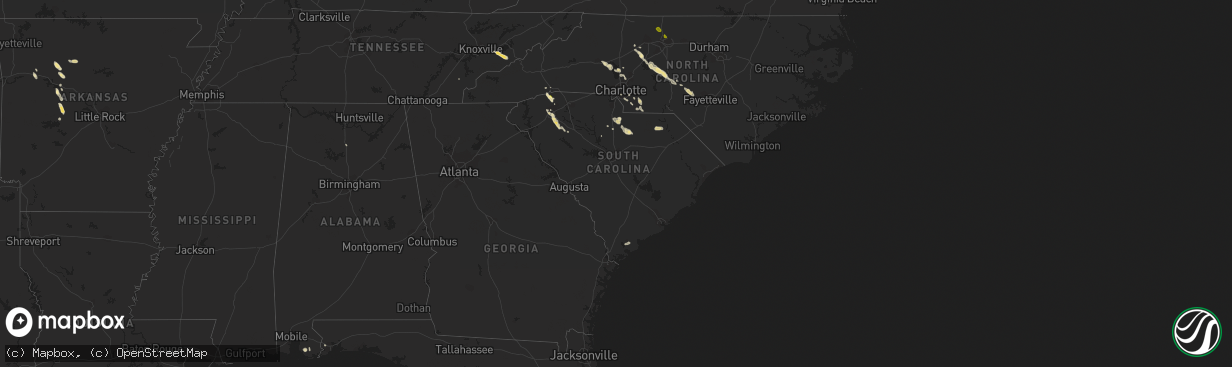 Hail map in South Carolina on September 16, 2014