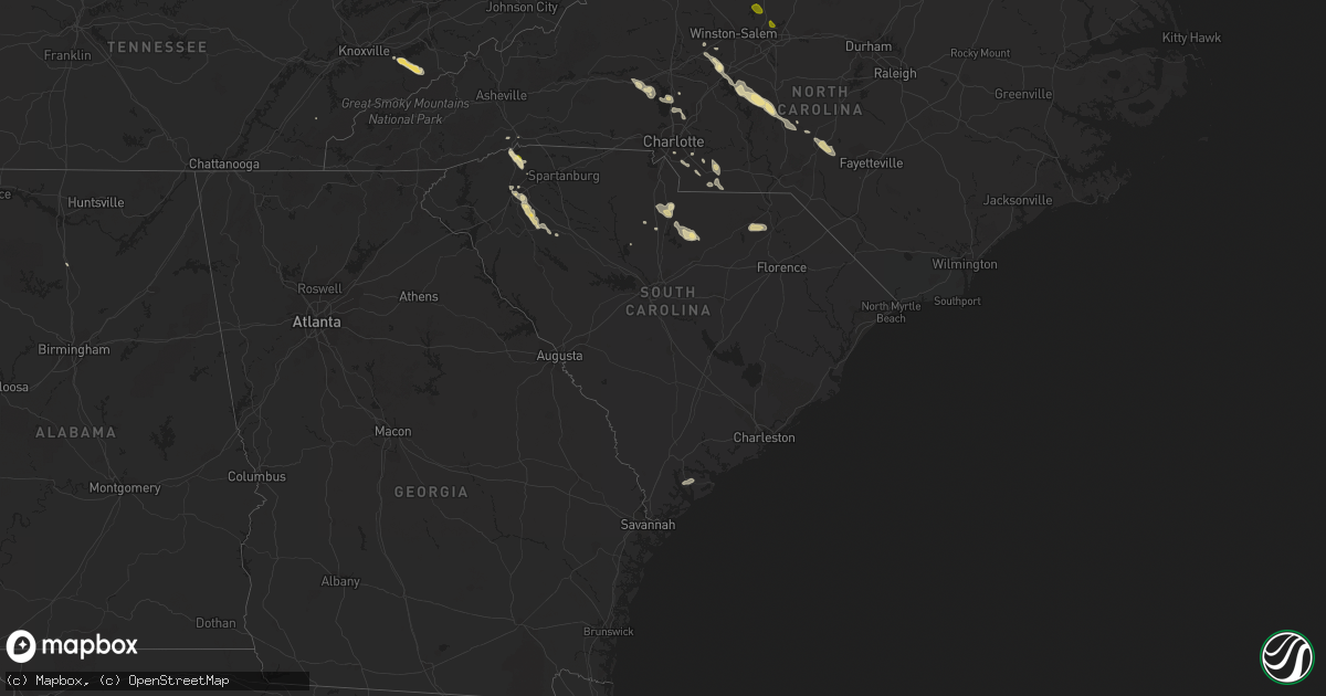 Hail map in South Carolina on September 16, 2014