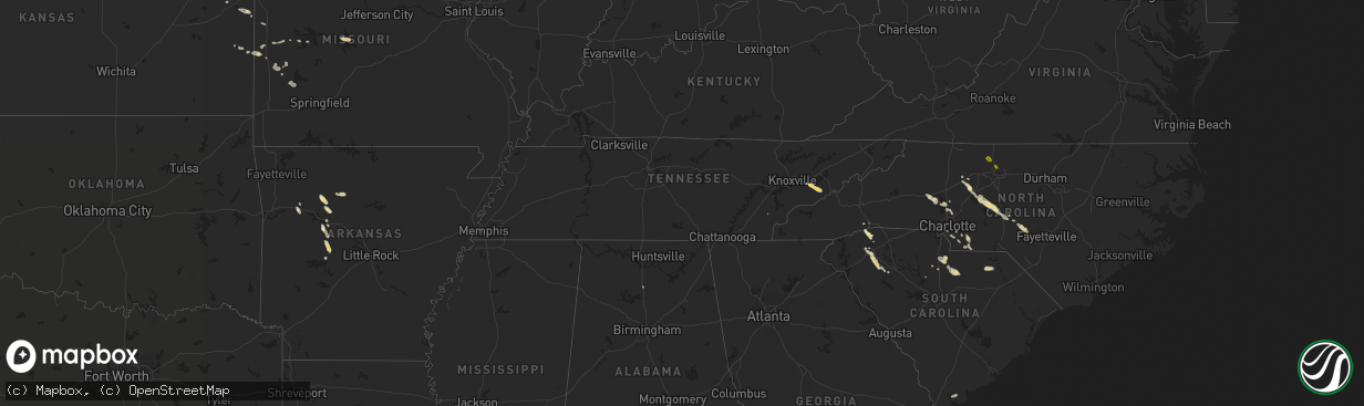 Hail map in Tennessee on September 16, 2014