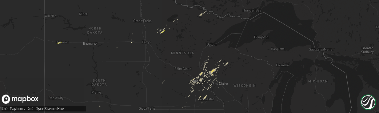 Hail map in Minnesota on September 16, 2015