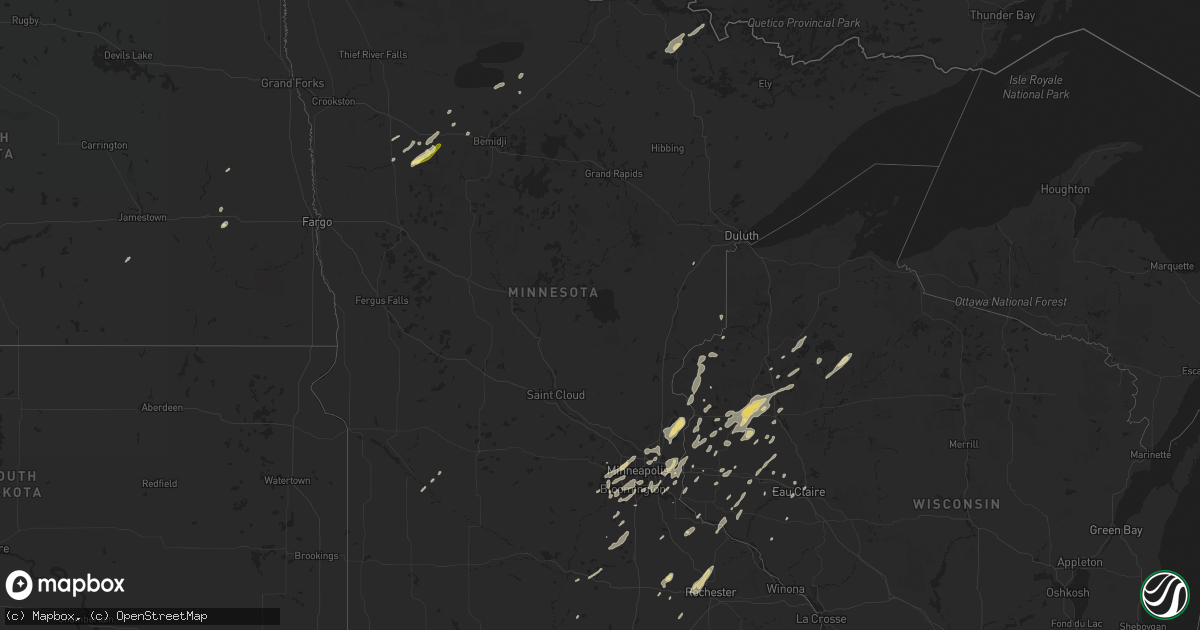 Hail map in Minnesota on September 16, 2015