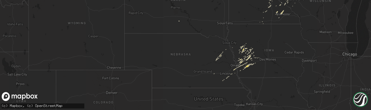 Hail map in Nebraska on September 16, 2015