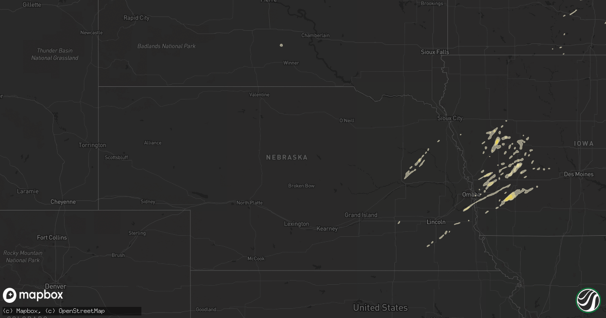 Hail map in Nebraska on September 16, 2015