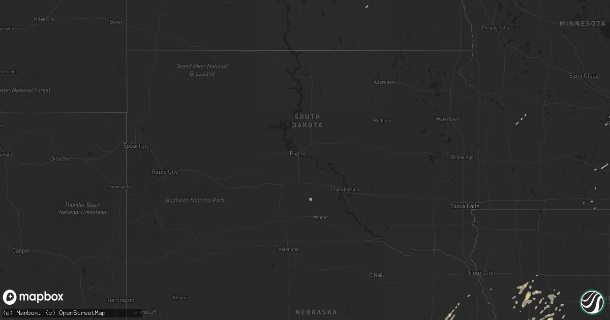 Hail map in South Dakota on September 16, 2015
