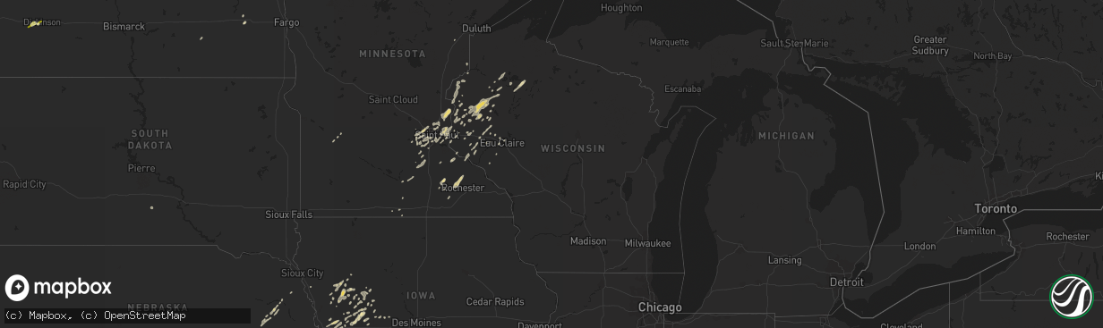 Hail map in Wisconsin on September 16, 2015