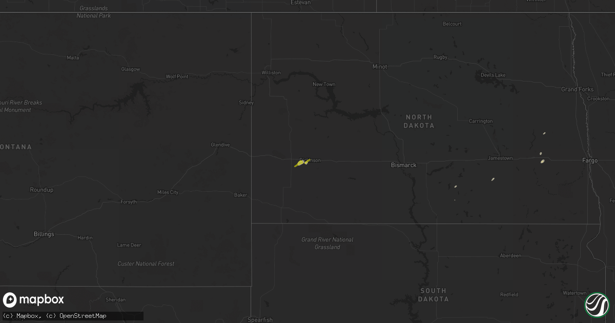 Hail map on September 16, 2015