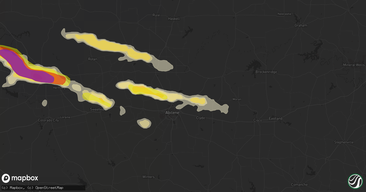 Hail map in Abilene, TX on September 16, 2016