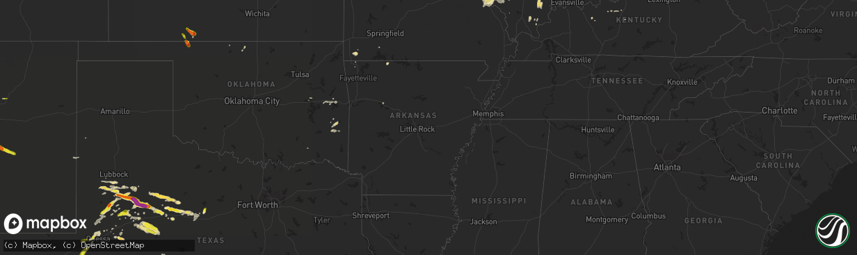 Hail map in Arkansas on September 16, 2016