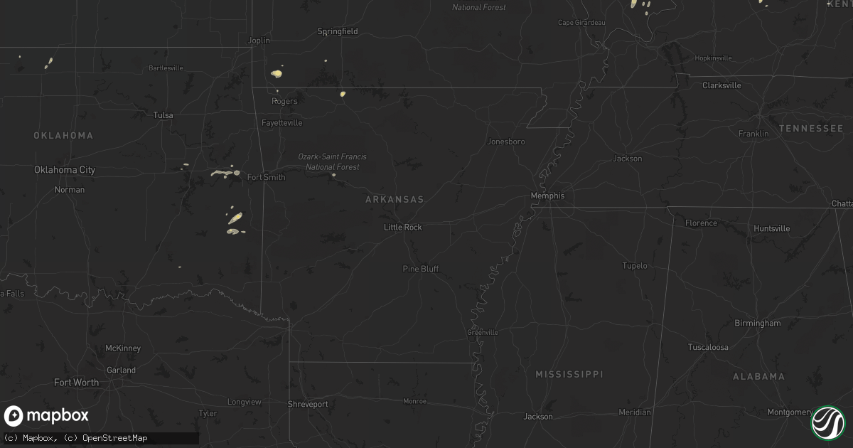 Hail map in Arkansas on September 16, 2016