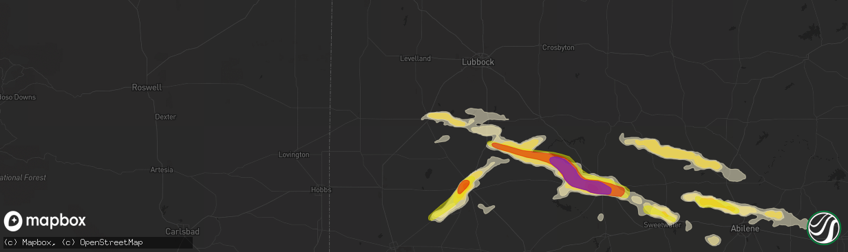 Hail map in Brownfield, TX on September 16, 2016