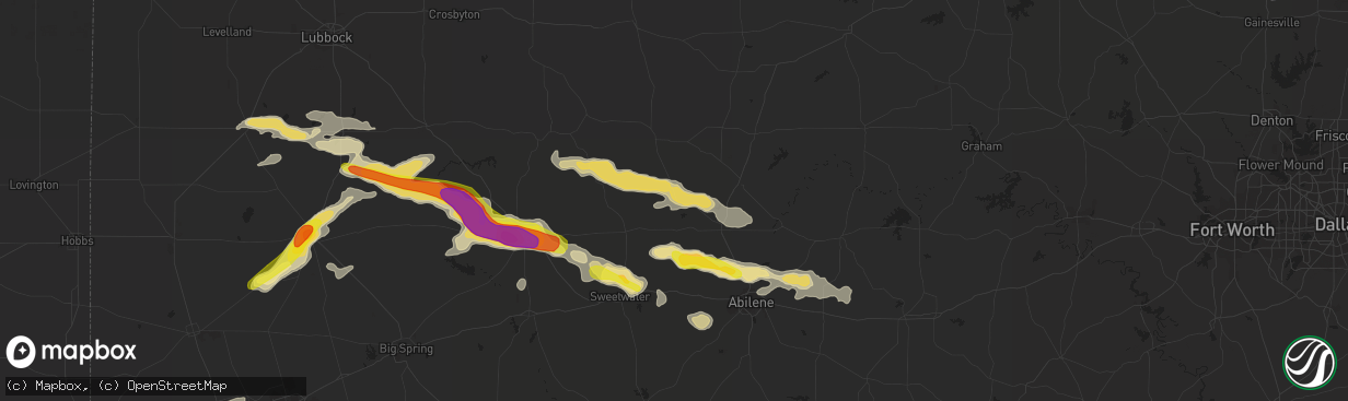 Hail map in Hamlin, TX on September 16, 2016