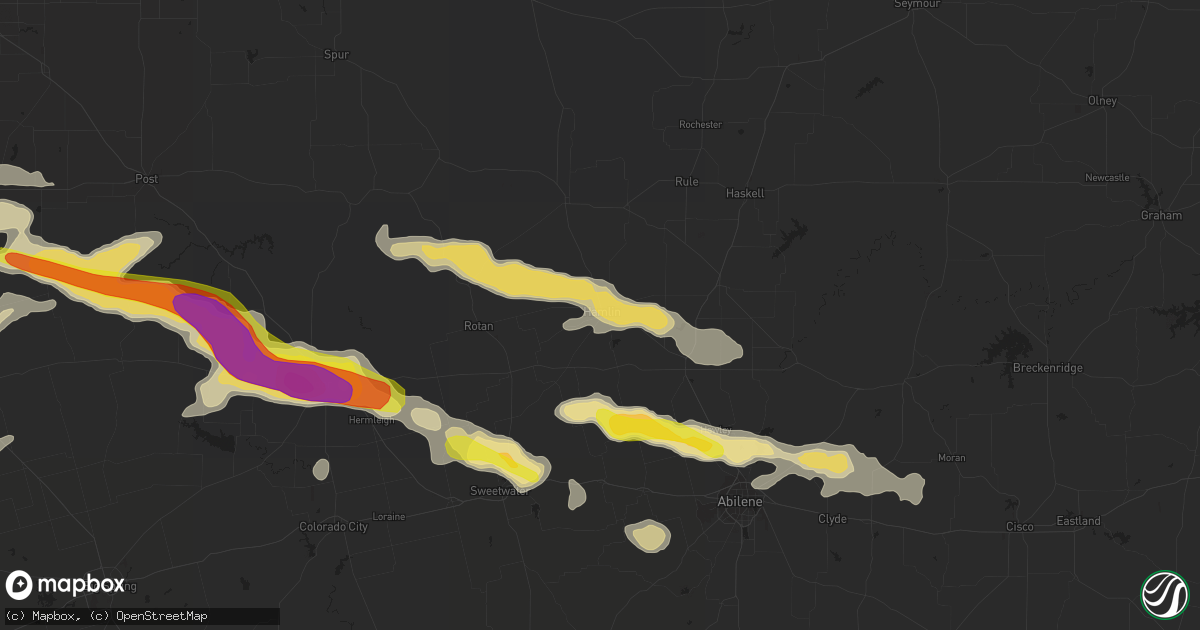 Hail map in Hamlin, TX on September 16, 2016