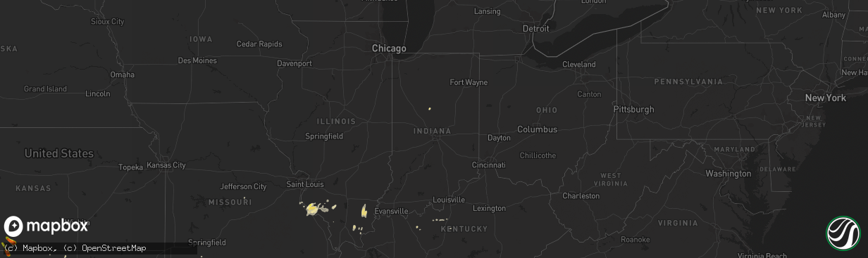 Hail map in Indiana on September 16, 2016