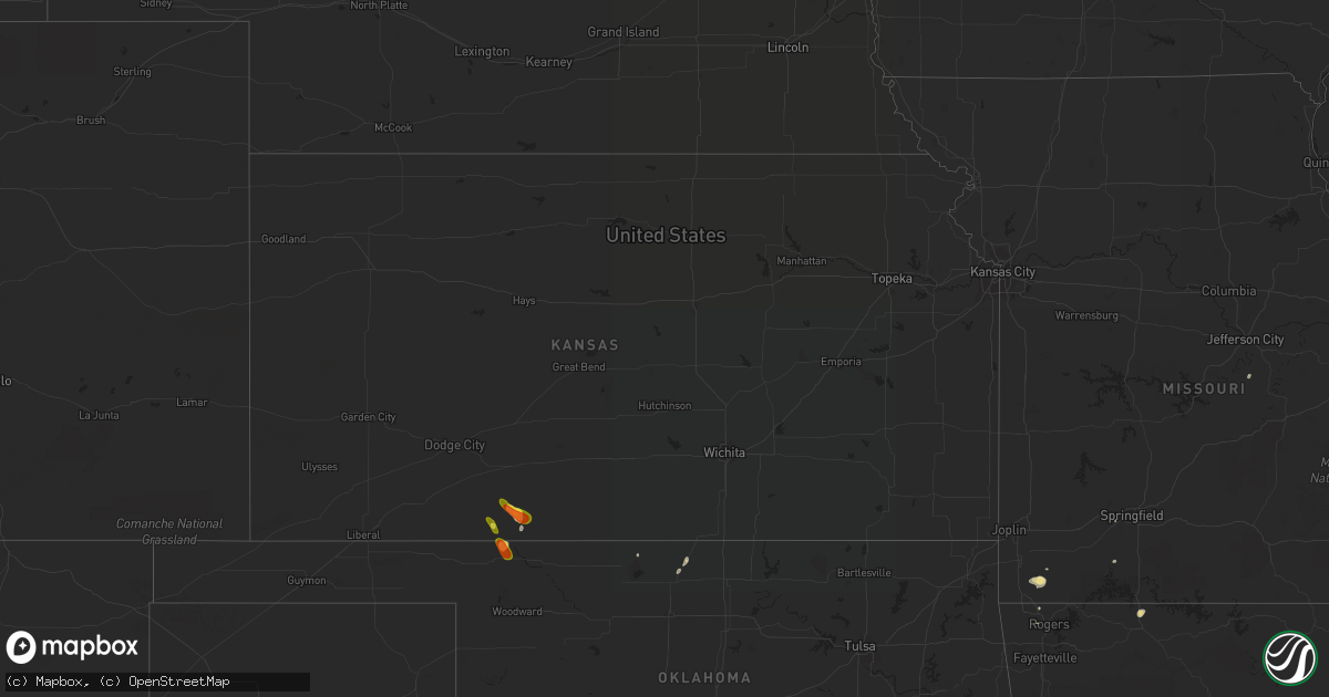 Hail map in Kansas on September 16, 2016