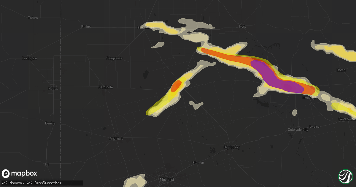 Hail map in Lamesa, TX on September 16, 2016