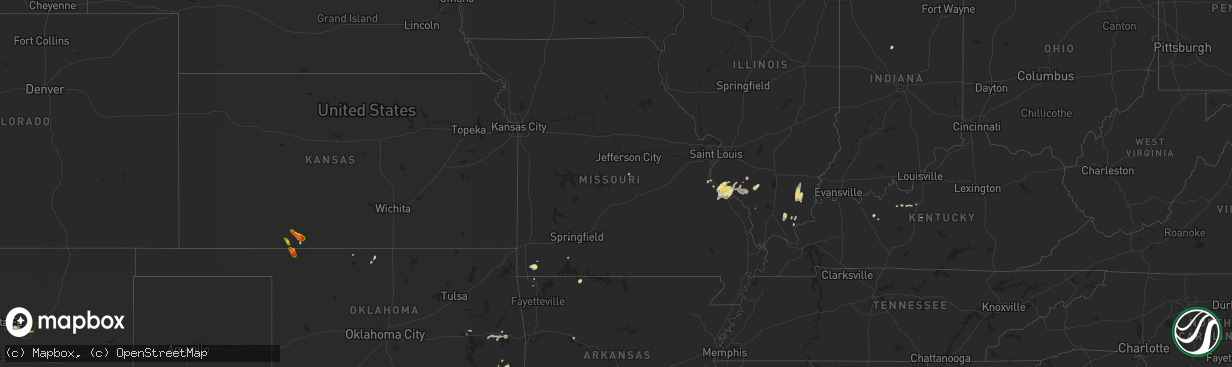 Hail map in Missouri on September 16, 2016