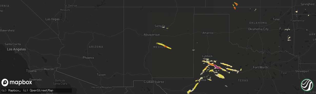 Hail map in New Mexico on September 16, 2016