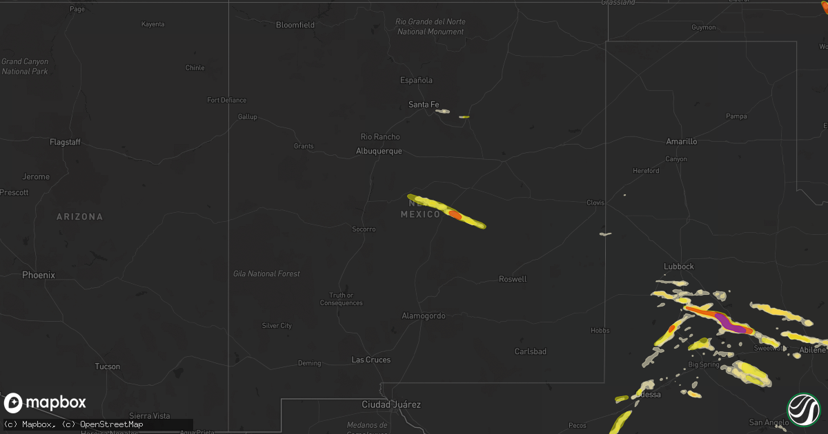 Hail map in New Mexico on September 16, 2016