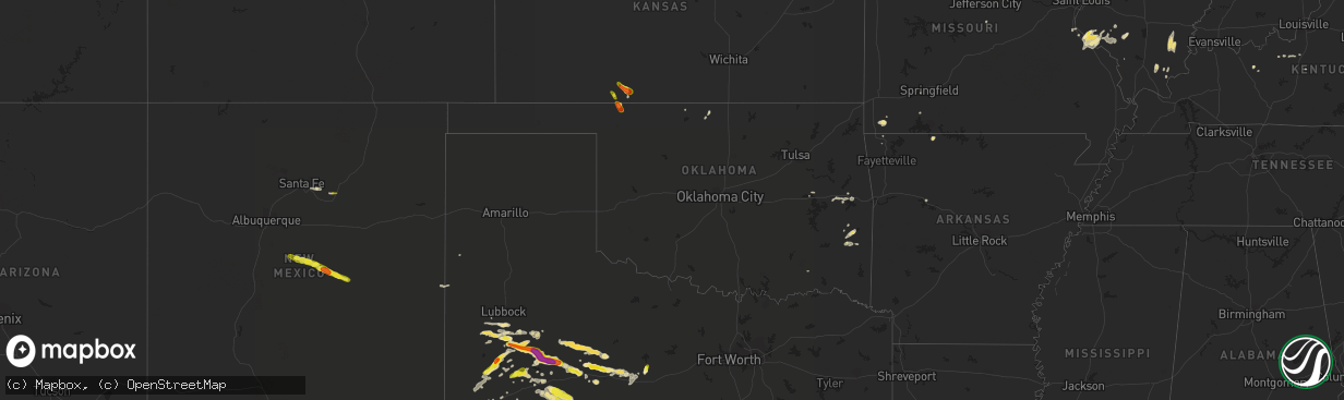 Hail map in Oklahoma on September 16, 2016