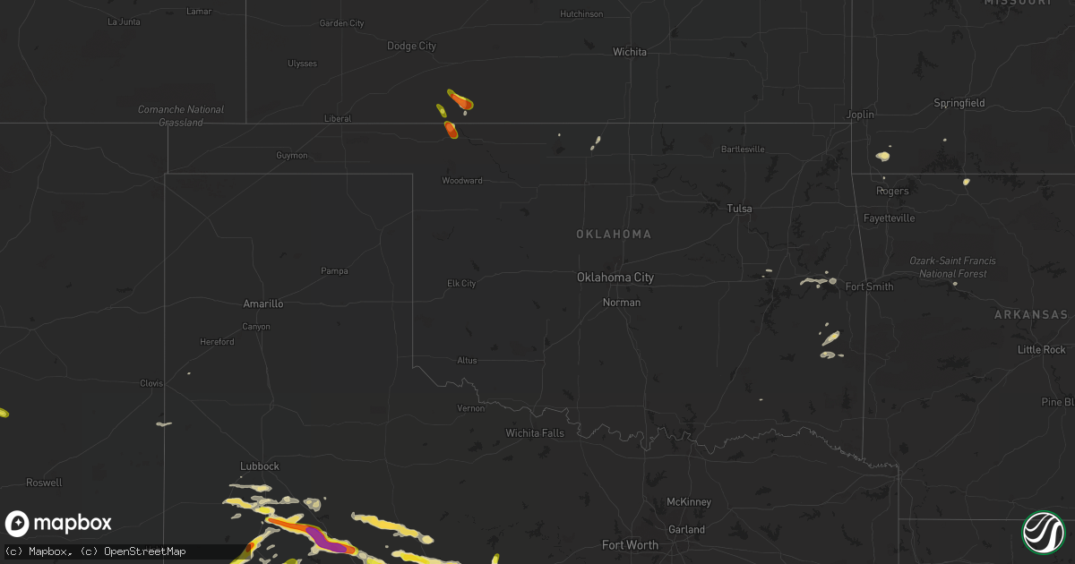 Hail map in Oklahoma on September 16, 2016