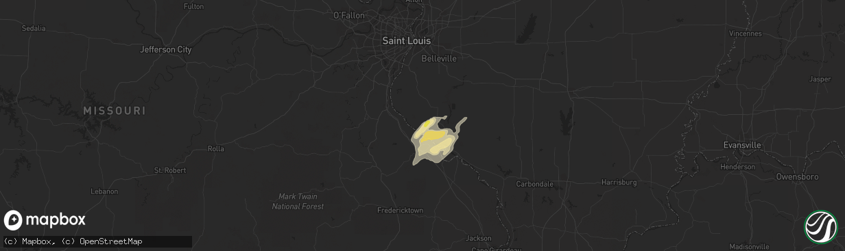 Hail map in Prairie Du Rocher, IL on September 16, 2016