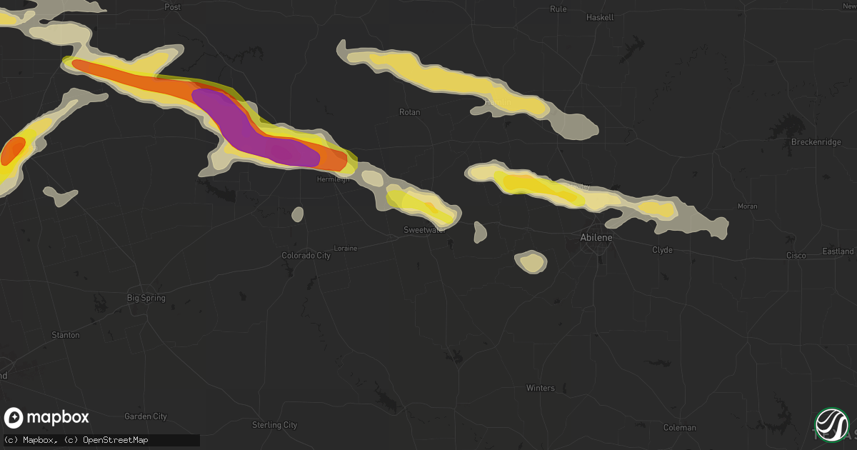 Hail map in Sweetwater, TX on September 16, 2016
