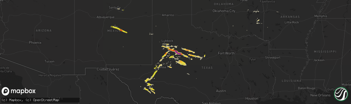 Hail map on September 16, 2016