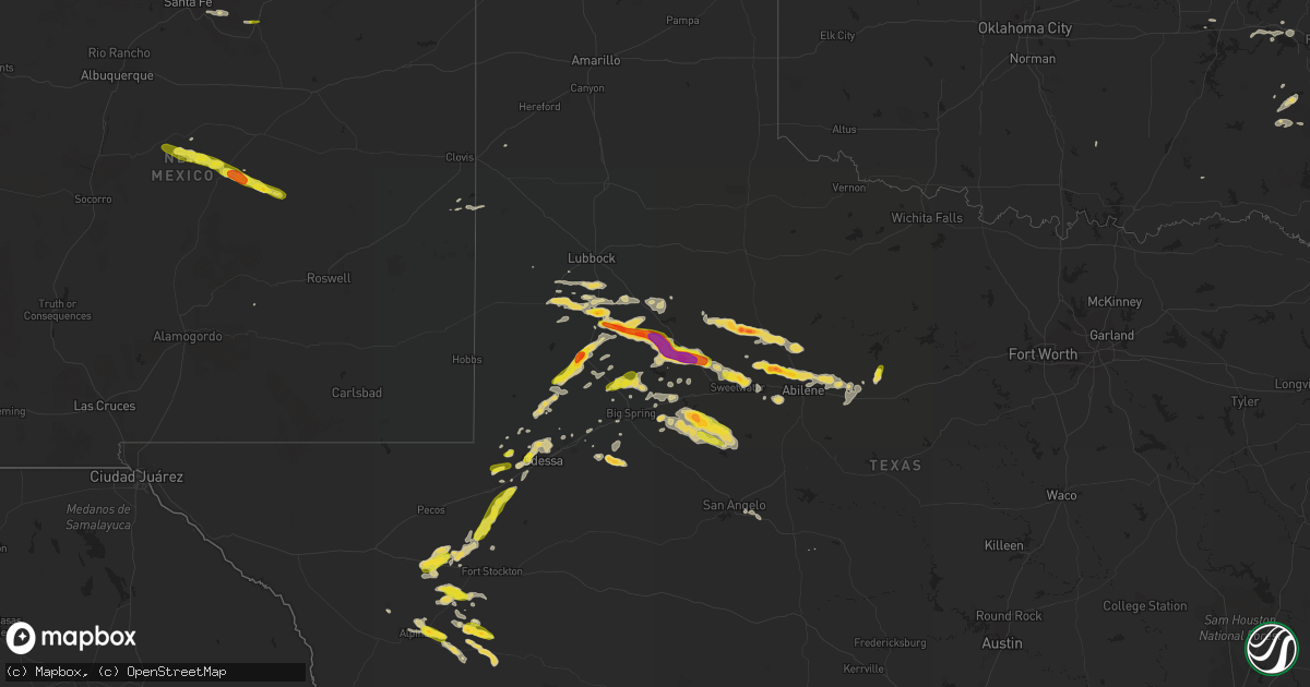Hail map on September 16, 2016